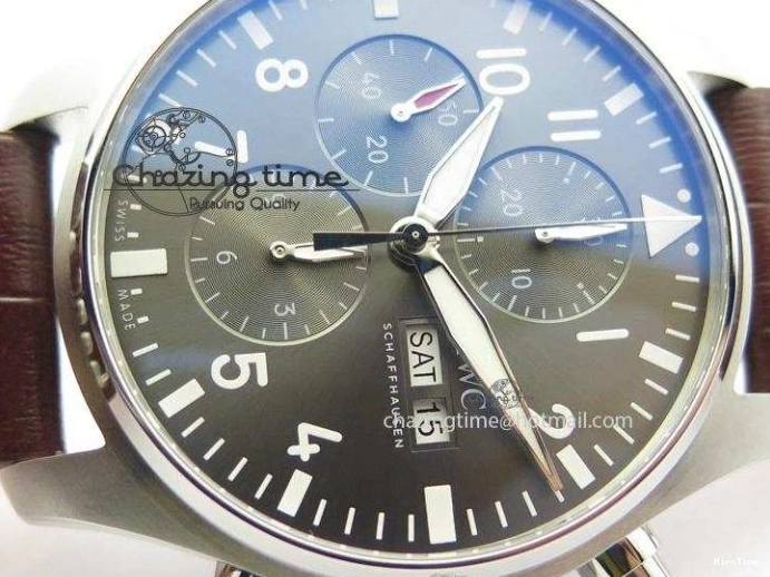 MIROTIME 0113 Youthful 2016 Pilot Chrono SS IW377719 ZF Best Edition On Brown Leather Strap A 7291